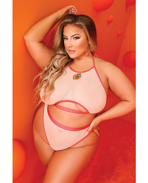 Top halter con aberturas Just Peachy y braguita descarada color nude QN