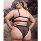 Brassière et culotte noires asymétriques à strass « Bad Bitch »