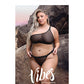Brassière et culotte noires asymétriques à strass « Bad Bitch »