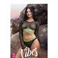 Haut court manches longues, culotte et cache-tétons Vibes Fuck Ur Rules Noir/Vert T L/XL