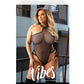 Body en maille à paillettes Vibes Baddie avec manche longue à épaule unique et fermeture à boutons-pression - Noir QN