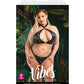 Haut de bikini/crop top Vibes Eat Me motif champignon réactif à la lumière, avec lanière assortie - Noir QN