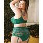 Soutien-gorge Curve Nadine Longline Contour Cup, culotte taille haute avec porte-jarretelles amovibles Émeraude 1X/2X