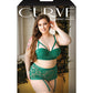Soutien-gorge Curve Nadine avec bonnets moulés longs, culotte taille haute avec porte-jarretelles amovibles Émeraude 3X/4X