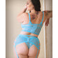 Parure Curve Keira (soutien-gorge, porte-jarretelles et culotte) bleue 1X/2X