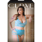 Soutien-gorge sans armature croisé Curve Keira, porte-jarretelles et culotte bleu 3X/4X
