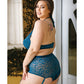 Soutien-gorge dos nu en dentelle Shay et culotte taille haute ouverte avec porte-jarretelles amovibles Bleu sarcelle 3X/4X