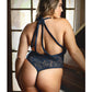 Body en dentelle extensible Curve Cara avec entrejambe à pression bleu encre 1X/2X