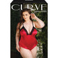 Teddy Curve Cleo à jupe et entrejambe pressionné Rouge 3X/4X