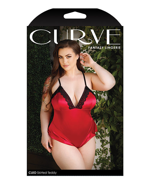 Teddy Curve Cleo à jupe et entrejambe pressionné Rouge 3X/4X