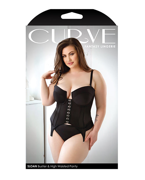 Haut bustier court et culotte incurvés Sloan Noir 3X/4X