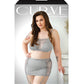 Soutien-gorge sans armature Curve Layne en dentelle et microfibre avec jupe porte-jarretelles et string gris 3XL/4XL