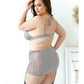 Soutien-gorge sans armature Curve Layne en dentelle et microfibre avec jupe porte-jarretelles et string gris 3XL/4XL