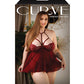 Curve Andi Caged Halter Babydoll avec culotte grenat 3X/4X