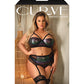 Ensemble soutien-gorge, porte-jarretelles et culotte à feuilles métallisées Curve Cassidy Noir 1X/2X