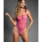 Domina body de encaje de un solo hombro y esposas de cuerda rosa G/XL