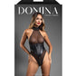 Teddy halter de malla transparente Domina con cintura ceñida efecto mojado y cremallera en la entrepierna - Negro M/L