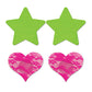 Fantasy pezoneras de encaje en forma de corazón con estrellas reactivas a la luz UV, neón - Verde y rosa, talla única, paquete de 2