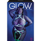Soutien-gorge harnais brodé Glow Black Light, porte-jarretelles et string Chartreuse fluo QN