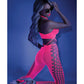 Bodystocking néon rose fluo découpé court, dos nu, taille unique