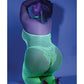 Combinaison ouverte entrejambe Glow Black Light Vert fluo QN