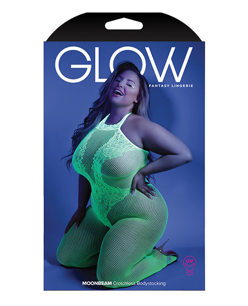 Combinaison ouverte entrejambe Glow Black Light Vert fluo QN