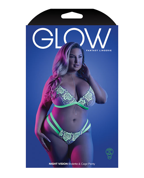 Bralette y braguita con jaula de visión nocturna que brillan en la oscuridad QN