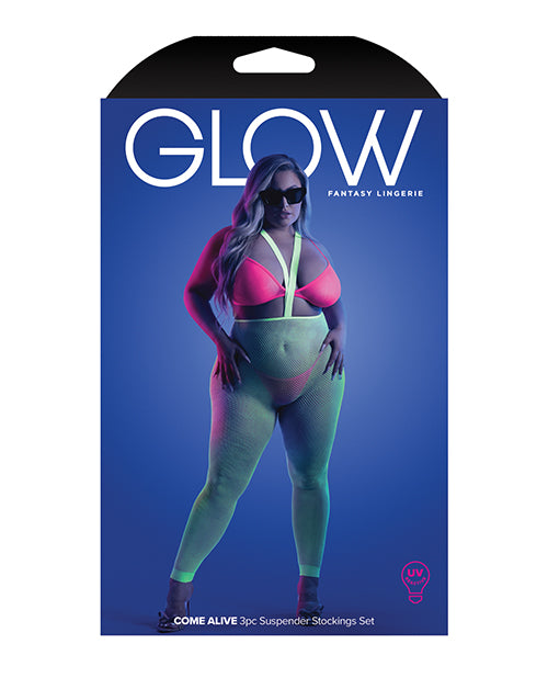 Medias, bralette y tanga Glow Come Alive Multicolor Talla Grande