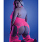 Glow cautivador bodystocking halter y tanga rosa neón T/U