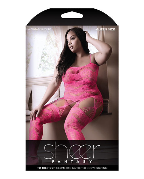 Sheer Fantasy To the Moon Bodystocking Multiligueros Rosa Neón Talla Única
