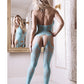 Bodystocking et culotte porte-jarretelles en dentelle florale tour de cou Sheer Fantasy bleu clair T/U