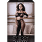Sheer Fantasy - Top sin hombros opaco y de red con leggings, negro, talla única