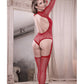 Body bustier à manches longues Sheer Infatuation avec bas sans pieds attachés Rouge TU