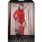 Body bustier à manches longues Sheer Infatuation avec bas sans pieds attachés Rouge TU