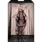 Medias de cuerpo enteras transparentes descoloridas de cuello alto sin entrepierna, negras, talla grande