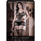 Vestido de red Fantasy Sheer Power Moves con aberturas y medias de liguero adjuntas, negro QN