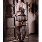 Vestido de red Fantasy Sheer Power Moves con aberturas y medias de liguero adjuntas, negro QN