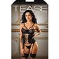 Tease Riley Conjunto de sujetador de red, cinturilla y braga negro G/XL