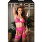 Soutien-gorge, porte-jarretelles et culotte géométriques Fallon Tease roses M/L
