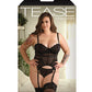 Tease Parker Bustier porte-jarretelles et string en dentelle cils Noir 1X/2X