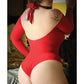 Justaucorps manches longues Vixen Havana Nights avec fermeture à boutons-pression rouge QN