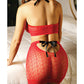 Top de red Vixen con cuello halter y falda con lazo en la espalda, rojo L/XL