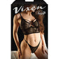 Soutien-gorge sans armature en dentelle Vixen Call Me Yours avec œillets et culotte noirs L/XL