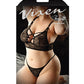 Ensemble brassière en dentelle Vixen Call Me Yours avec œillets et culotte, noir QN