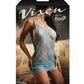 Nuisette et string en dentelle Chantilly Vixen Breathless bleu L/XL