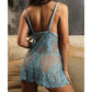Nuisette en dentelle de Chantilly Vixen Breathless et string bleu T/U