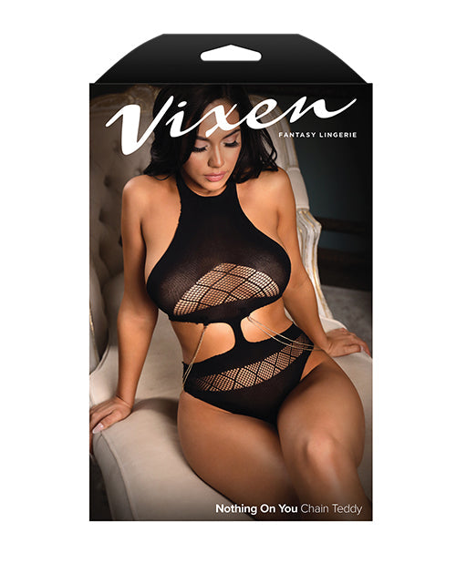 Vixen Teddy sans coutures Nothing On You à découpes avec chaînes amovibles - Noir T.U.