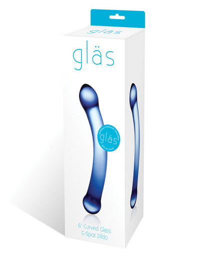 Gode ceinture 6" en verre transparent | Gode en verre courbé pour point G | Gode en verre chaud/froid bleu réaliste