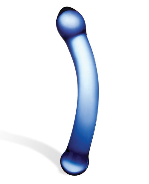 Gode ceinture 6" en verre transparent | Gode en verre courbé pour point G | Gode en verre chaud/froid bleu réaliste