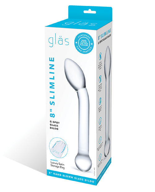 Gode grand dildo 8" en verre | Godemichet réaliste fin | Gode en verre point G | Grand godemichet à bout bulbeux